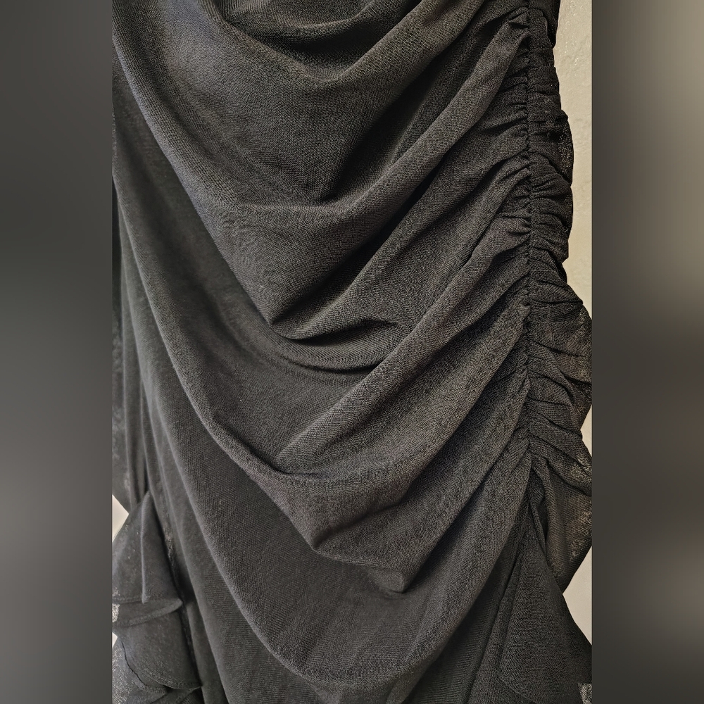 Black One-Shoulder Ruffle Dress - Picture 3 of 5